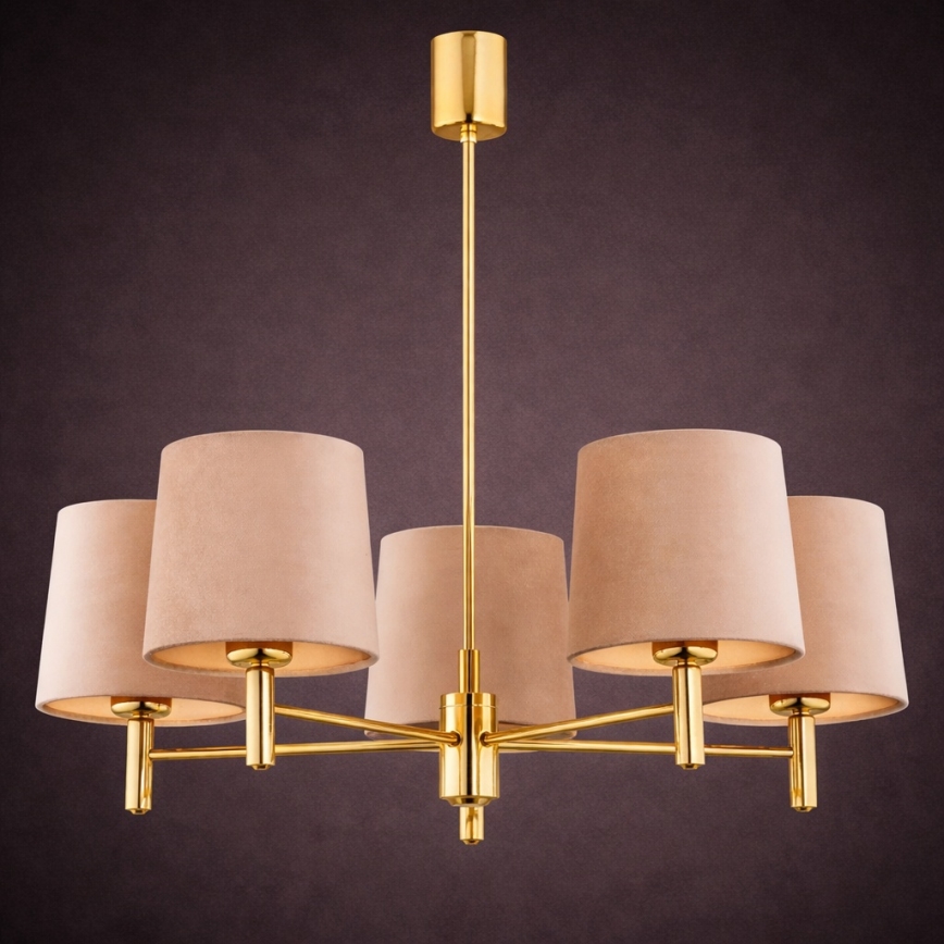 Brilagi - Lustre de haste MONTE 5xE27/15W/230V bege/dourado
