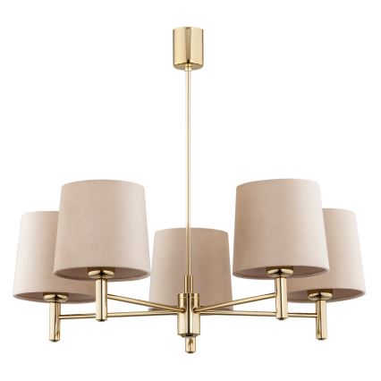 Brilagi - Lustre de haste MONTE 5xE27/15W/230V bege/dourado