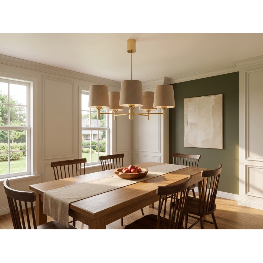 Brilagi - Lustre de haste MONTE 5xE27/15W/230V bege/dourado