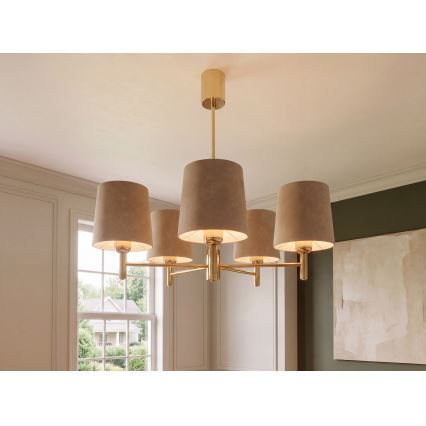 Brilagi - Lustre de haste MONTE 5xE27/15W/230V bege/dourado