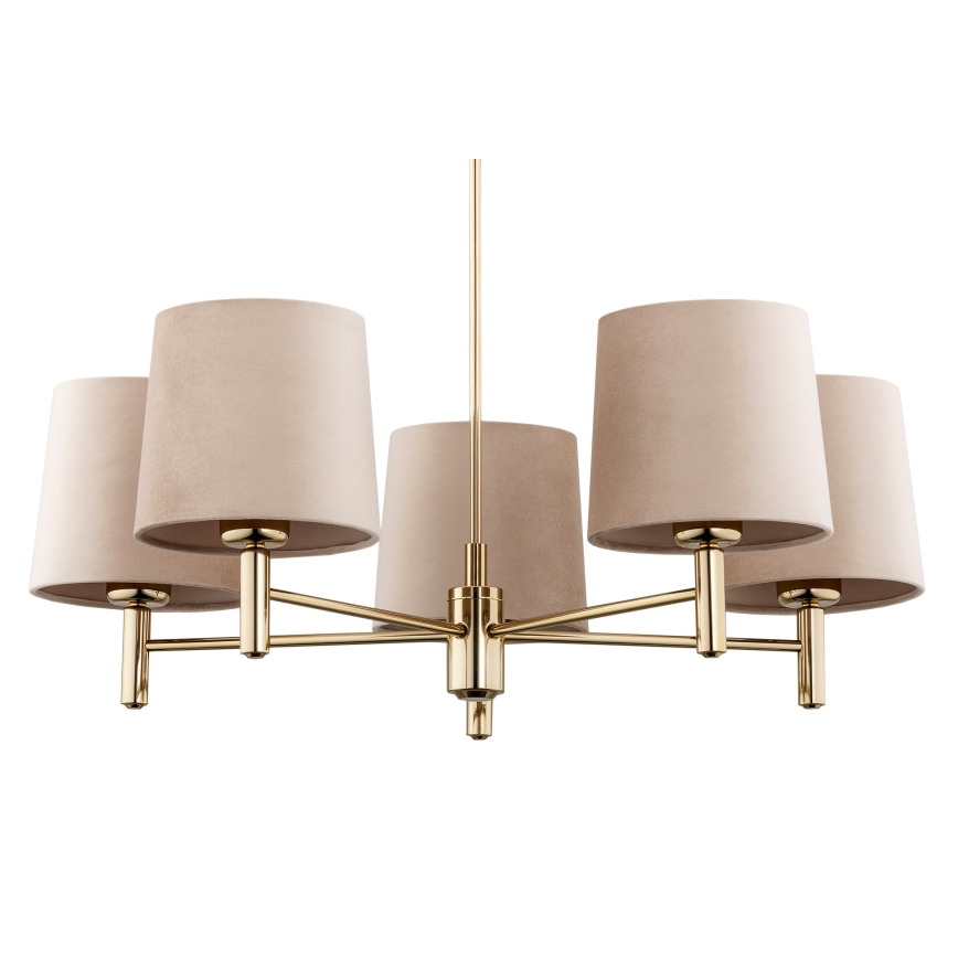 Brilagi - Lustre de haste MONTE 5xE27/15W/230V bege/dourado