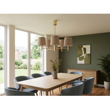 Brilagi - Lustre de haste MONTE 5xE27/15W/230V bege/dourado