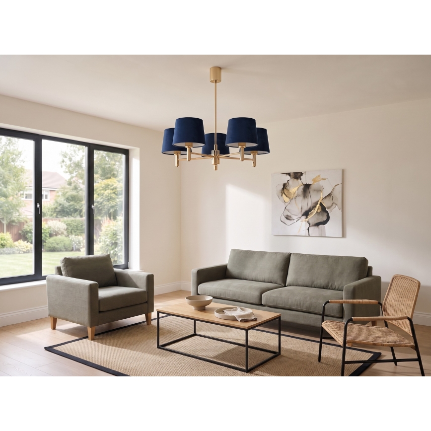 BRILAGI - Lustre de haste MONTE 5xE27/60W/230V azul/dourado