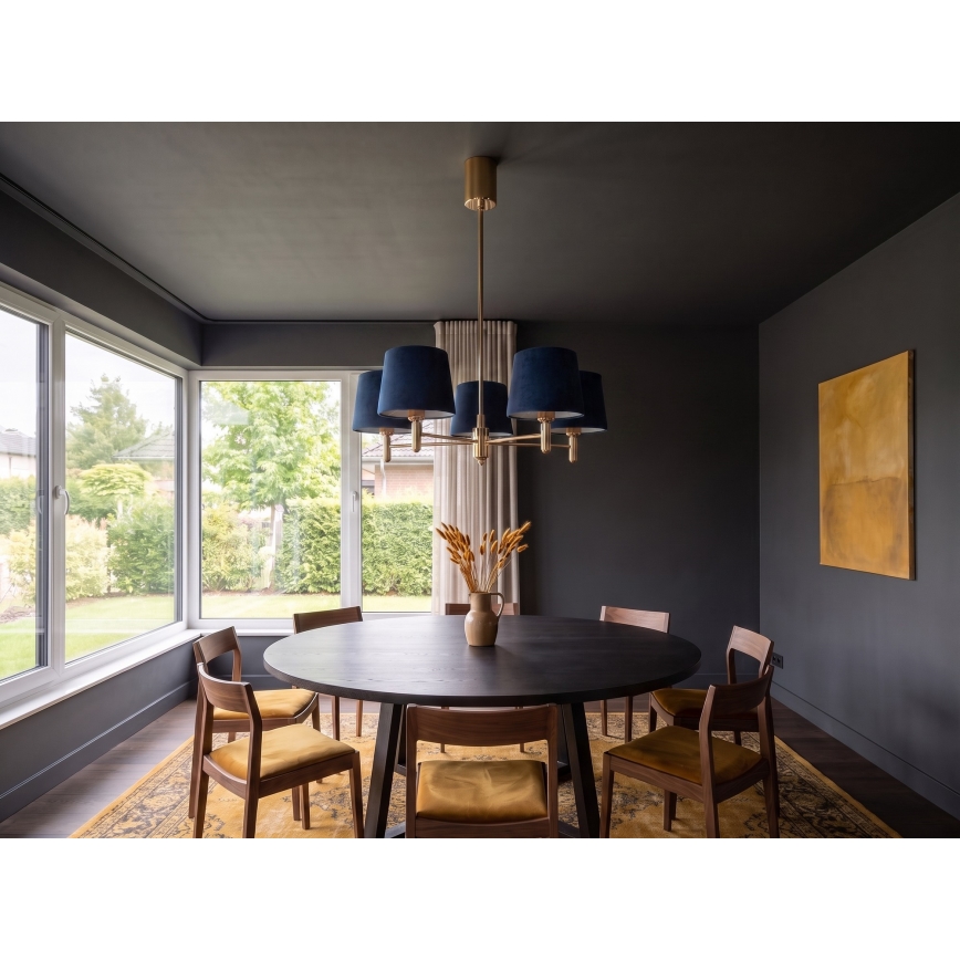 Brilagi - Lustre de haste MONTE 5xE27/60W/230V azul/dourado