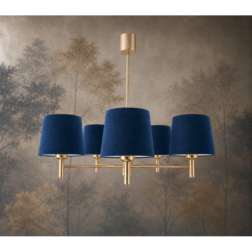 Brilagi - Lustre de haste MONTE 5xE27/60W/230V azul/dourado