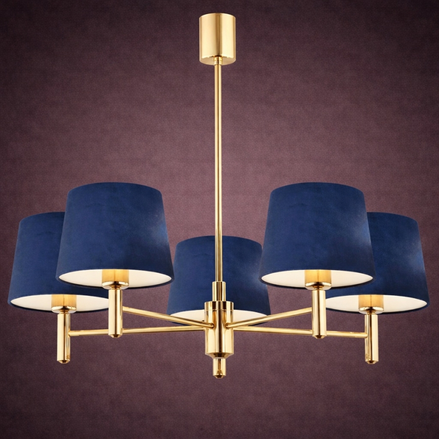Brilagi - Lustre de haste MONTE 5xE27/60W/230V azul/dourado