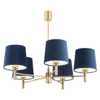 Brilagi - Lustre de haste MONTE 5xE27/60W/230V azul/dourado