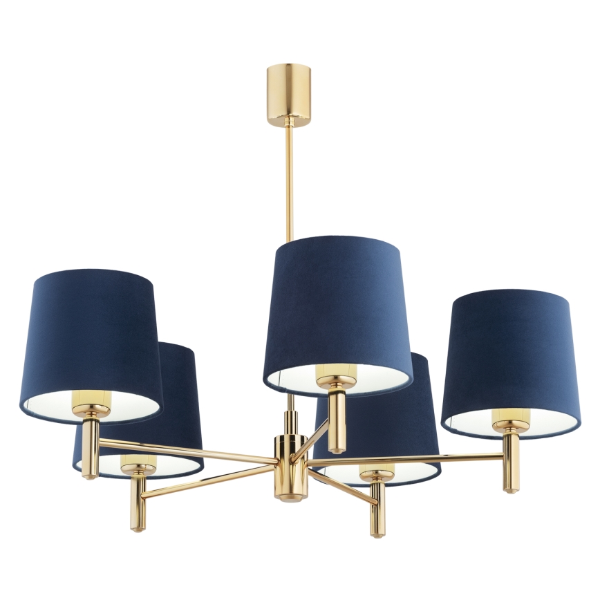 Brilagi - Lustre de haste MONTE 5xE27/60W/230V azul/dourado
