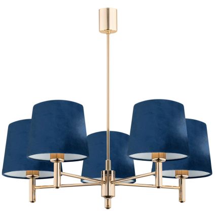 Brilagi - Lustre de haste MONTE 5xE27/60W/230V azul/dourado