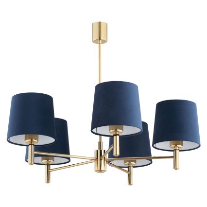 Brilagi - Lustre de haste MONTE 5xE27/60W/230V azul/dourado