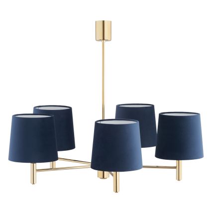 Brilagi - Lustre de haste MONTE 5xE27/60W/230V azul/dourado
