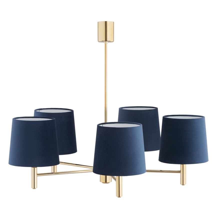 Brilagi - Lustre de haste MONTE 5xE27/60W/230V azul/dourado