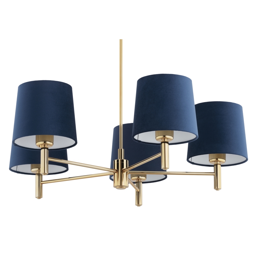 Brilagi - Lustre de haste MONTE 5xE27/60W/230V azul/dourado