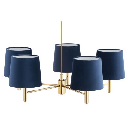 Brilagi - Lustre de haste MONTE 5xE27/60W/230V azul/dourado