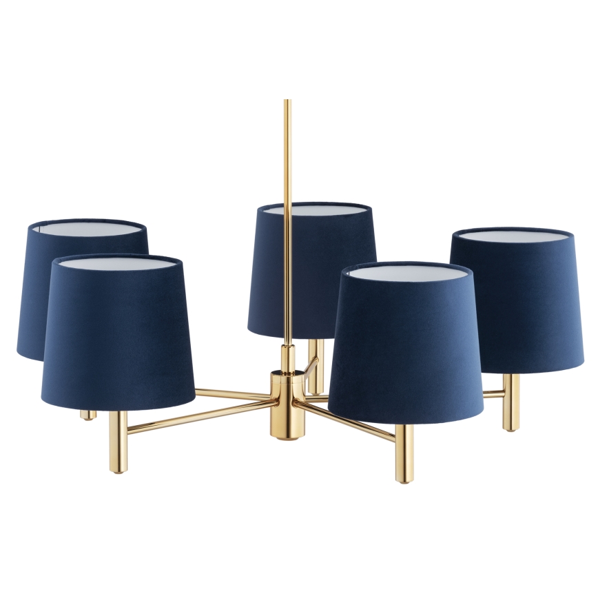 Brilagi - Lustre de haste MONTE 5xE27/60W/230V azul/dourado