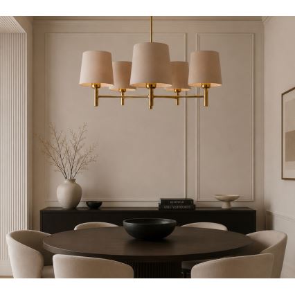 BRILAGI - Lustre de haste MONTE 5xE27/60W/230V bege/dourado