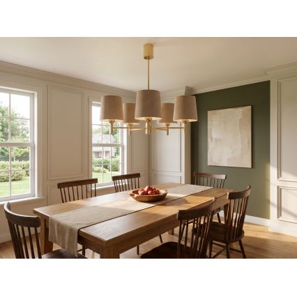 BRILAGI - Lustre de haste MONTE 5xE27/60W/230V bege/dourado