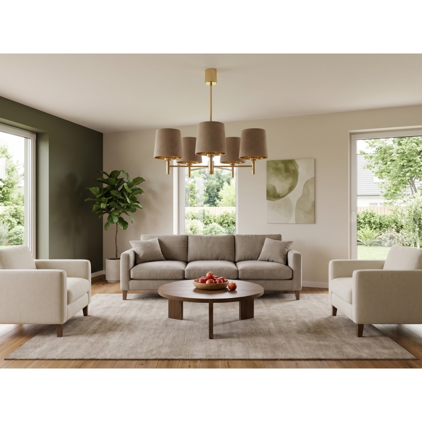 BRILAGI - Lustre de haste MONTE 5xE27/60W/230V bege/dourado