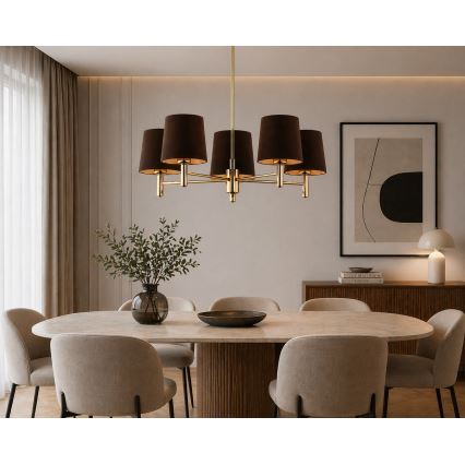 Brilagi - Lustre de haste MONTE 5xE27/60W/230V castanho/dourado