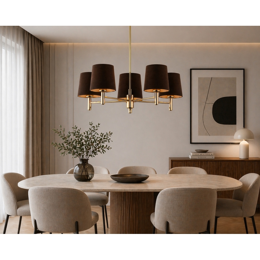 Brilagi - Lustre de haste MONTE 5xE27/60W/230V castanho/dourado