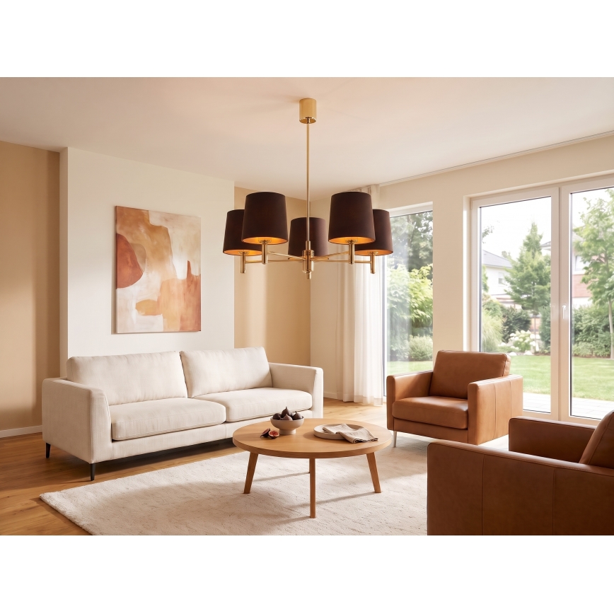 Brilagi - Lustre de haste MONTE 5xE27/60W/230V castanho/dourado