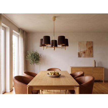 Brilagi - Lustre de haste MONTE 5xE27/60W/230V castanho/dourado