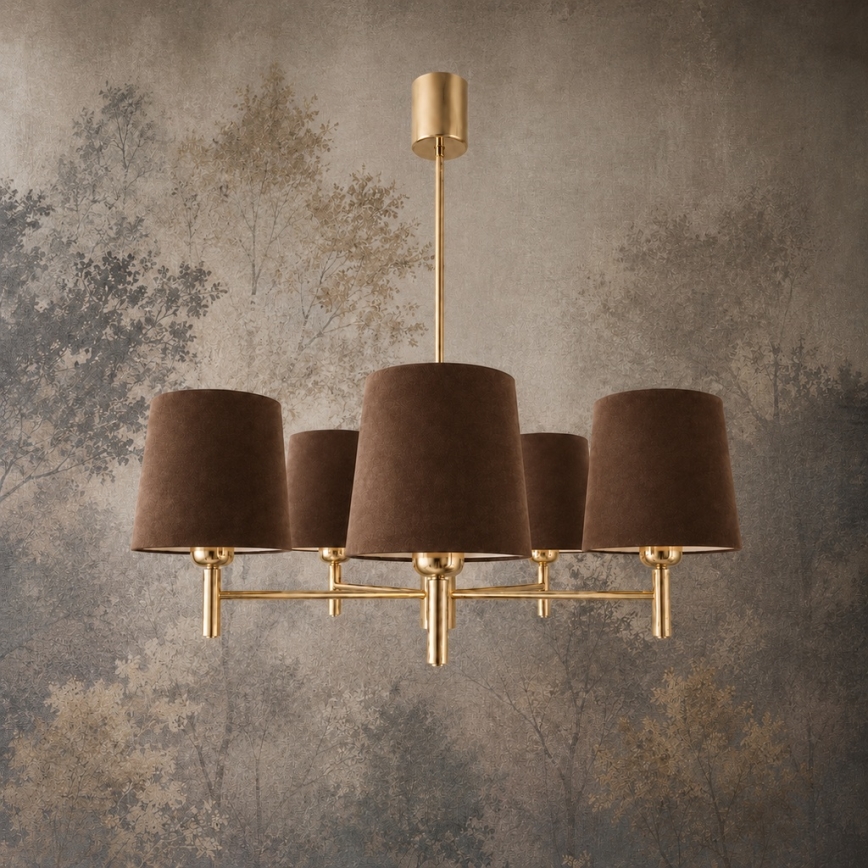 Brilagi - Lustre de haste MONTE 5xE27/60W/230V castanho/dourado