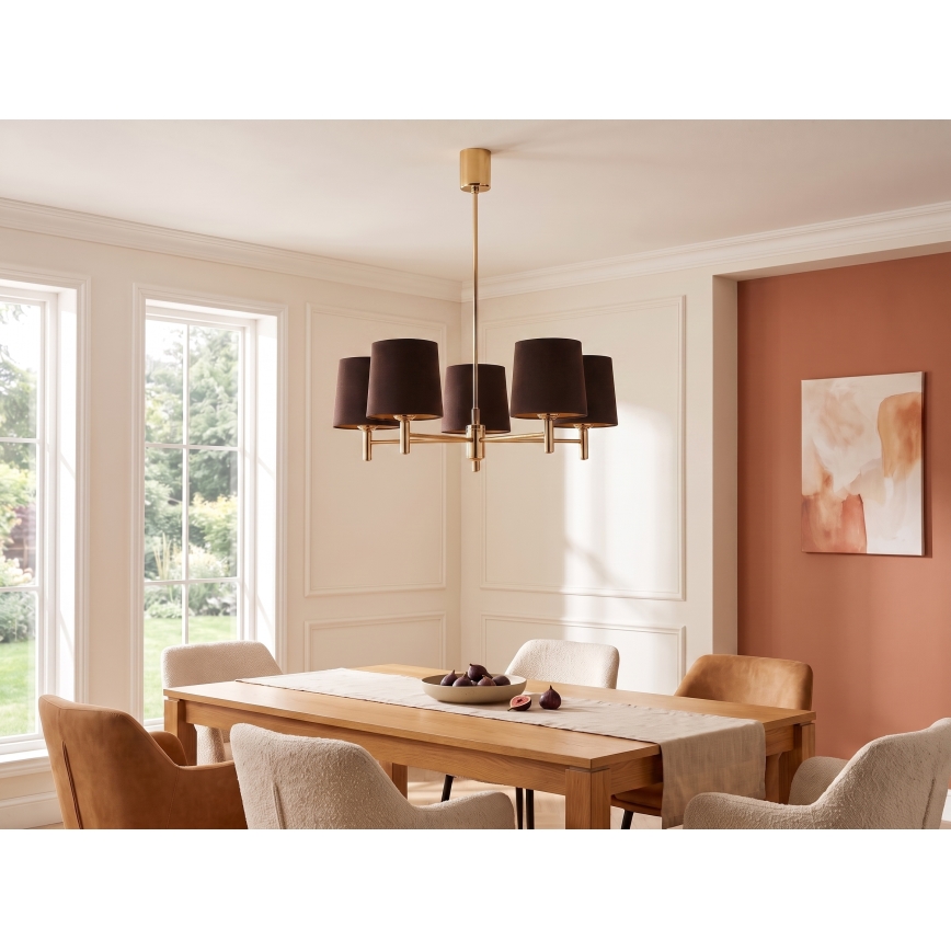 Brilagi - Lustre de haste MONTE 5xE27/60W/230V castanho/dourado