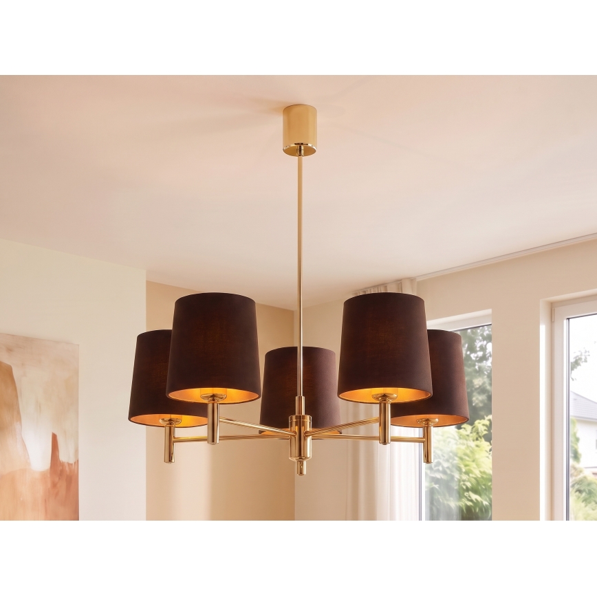 Brilagi - Lustre de haste MONTE 5xE27/60W/230V castanho/dourado
