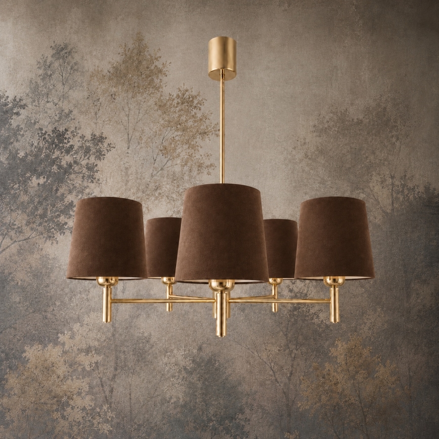 Brilagi - Lustre de haste MONTE 5xE27/60W/230V castanho/dourado