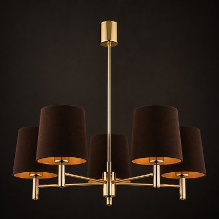 Brilagi - Lustre de haste MONTE 5xE27/60W/230V castanho/dourado
