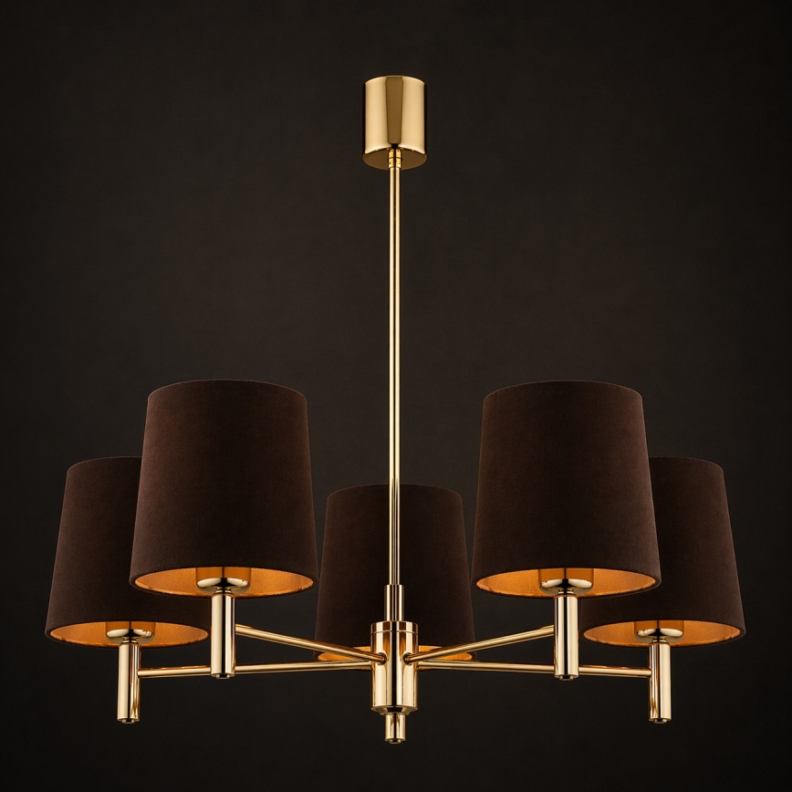 Brilagi - Lustre de haste MONTE 5xE27/60W/230V castanho/dourado