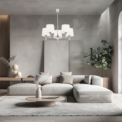 Brilagi - Lustre de haste MONTE 5xE27/60W/230V creme/cromado brilhante