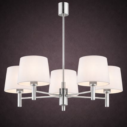 Brilagi - Lustre de haste MONTE 5xE27/60W/230V creme/cromado brilhante