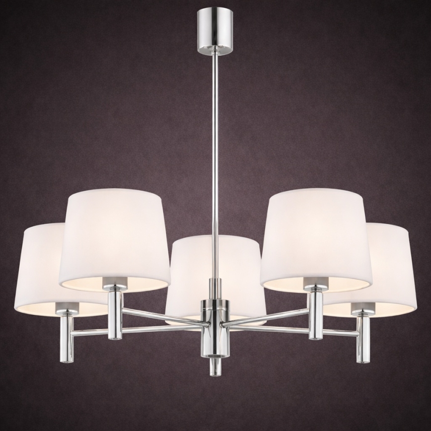Brilagi - Lustre de haste MONTE 5xE27/60W/230V creme/cromado brilhante