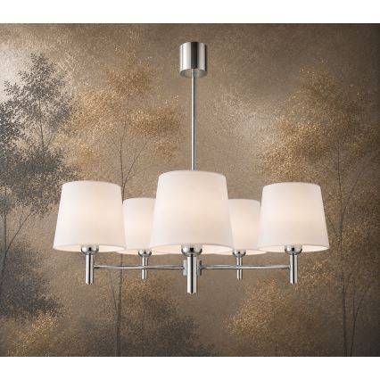 Brilagi - Lustre de haste MONTE 5xE27/60W/230V creme/cromado brilhante