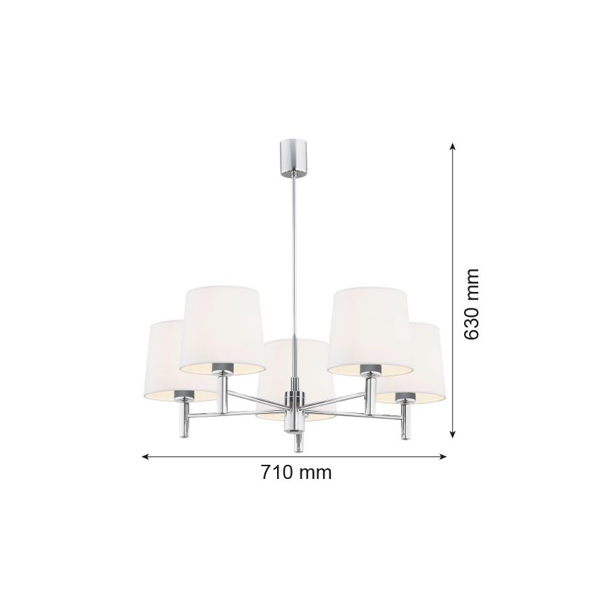 Brilagi - Lustre de haste MONTE 5xE27/60W/230V creme/cromado brilhante