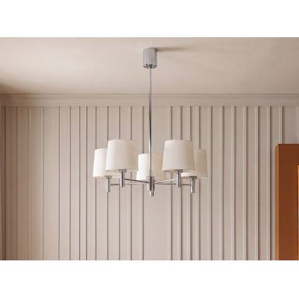 Brilagi - Lustre de haste MONTE 5xE27/60W/230V creme/cromado brilhante