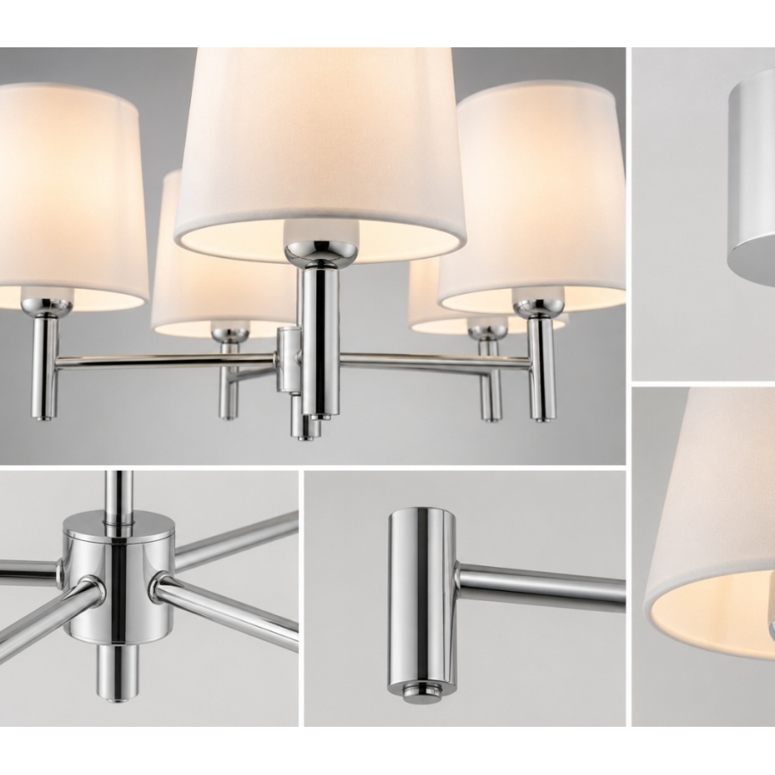 Brilagi - Lustre de haste MONTE 5xE27/60W/230V creme/cromado brilhante
