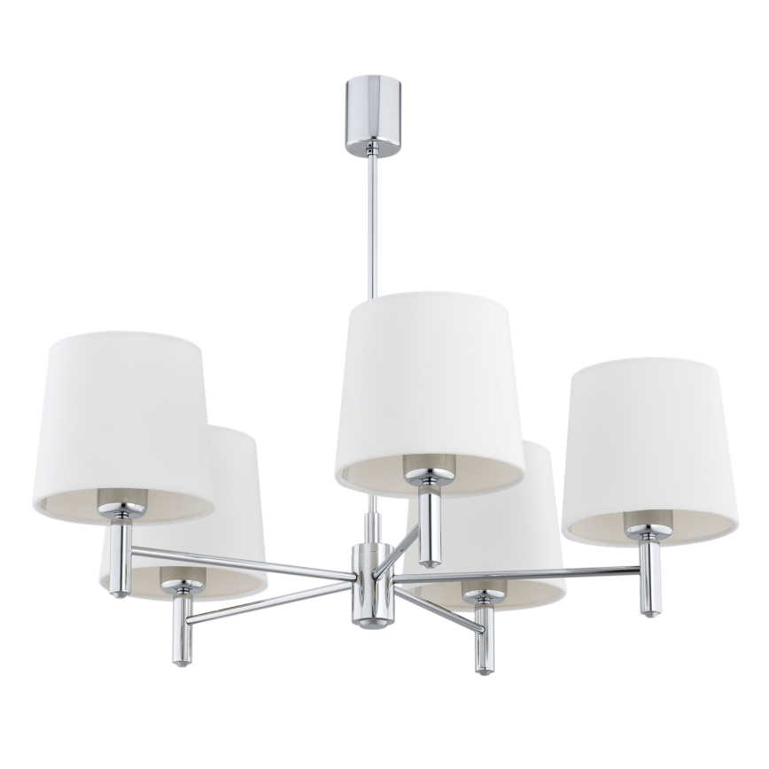 Brilagi - Lustre de haste MONTE 5xE27/60W/230V creme/cromado brilhante