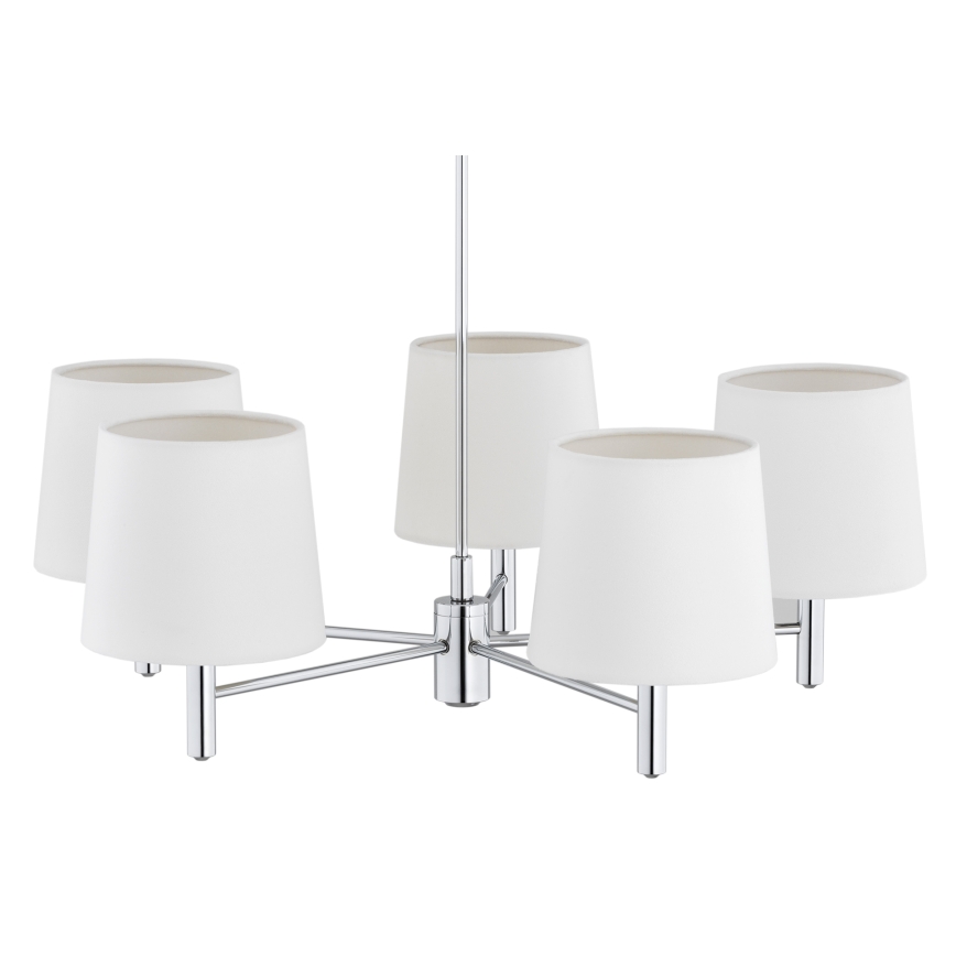 Brilagi - Lustre de haste MONTE 5xE27/60W/230V creme/cromado brilhante