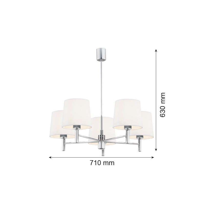 Brilagi - Lustre de haste MONTE 5xE27/60W/230V creme/cromado brilhante