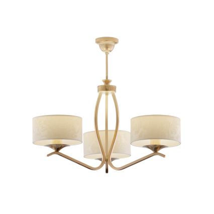 Brilagi - Lustre de haste SAPHIRE 3xE27/15W/230V diâmetro 66 cm creme/dourado/pátina