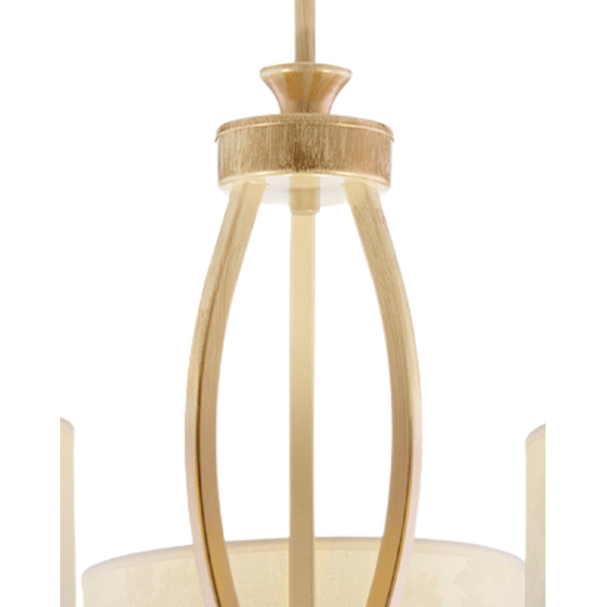 Brilagi - Lustre de haste SAPHIRE 3xE27/15W/230V diâmetro 66 cm creme/dourado/pátina