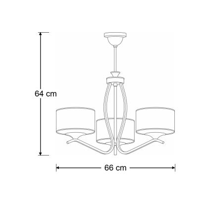 Brilagi - Lustre de haste SAPHIRE 3xE27/15W/230V diâmetro 66 cm creme/dourado/pátina