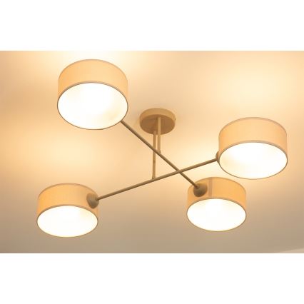 Brilagi - Lustre de montagem em superfície VIRGO 4xE14/40W/230V creme/dourado