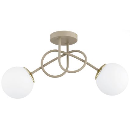 Brilagi - Lustre de montagem superficial MILO ECRU 2xE27/60W/230V bege/dourado