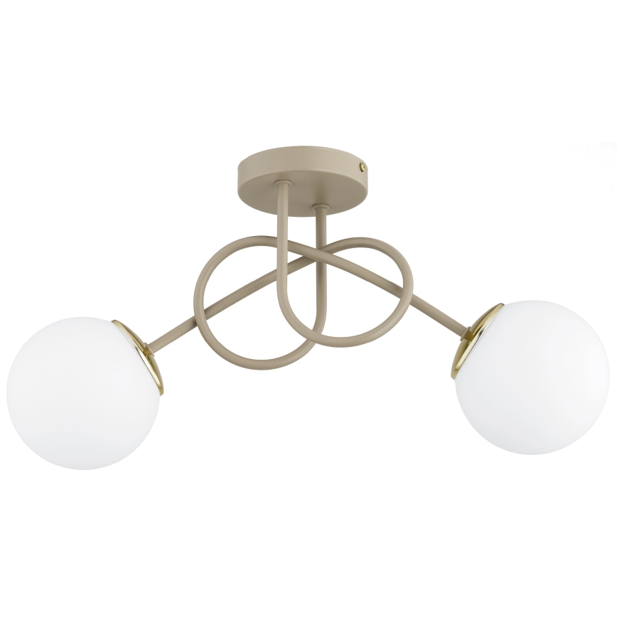Brilagi - Lustre de montagem superficial MILO ECRU 2xE27/60W/230V bege/dourado