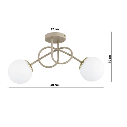 Brilagi - Lustre de montagem superficial MILO ECRU 2xE27/60W/230V bege/dourado