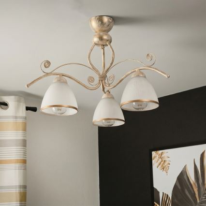 Brilagi - Lustre de Sobrepor LED ANTICO 3xE27/60W/230V pátina branca